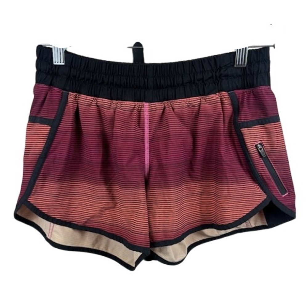 Lululemon Speed Up Ombre Stripe Running Shorts‎ Zip Pocket Size 8